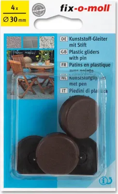 Produktbild von Kunststoffgleiter mit Stift rund 30mm braun fix-o-moll