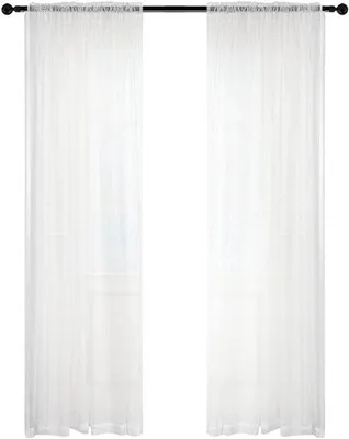 Zdjęcie produktu dla Zasłony półprzezroczyste, białe, imitujące len, 137 x 213 cm, do salonu