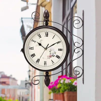 Immagine prodotto di Elzusha - Orologio da parete a doppia faccia, aspetto vintage, ideale per interni ed esterni