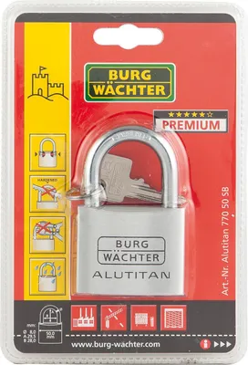 Productafbeelding van BURG WÄCHTER 36061 BURG WÄCHTER Vorhängeschloss ALUTITAN 770 40 silber, 1 St.