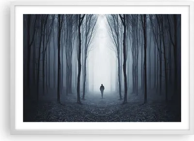 Produktbild von Gerahmtes Poster - Weißer Rahmen - Charakter Wald Einsamkeit - 70x50 cm - Wand Bild - Wanddeko - Wandbilder - Kunstposter - Wandposter - Bilderrahmen - Bilder - Kunstdruck - Wandbild - P2WAA70x50-4142