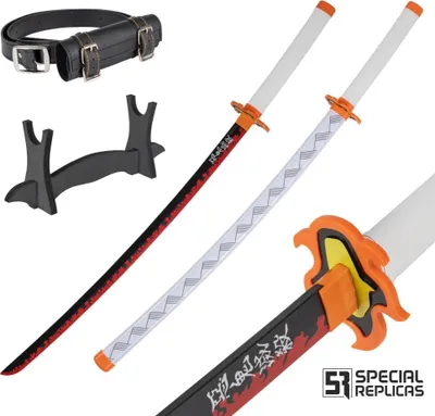 Image de Wakizashi décoratif en bois de 77 cm avec support et sangle – Épée de cosplay en bois inspirée des anime, pour collection, décoration ou cadeau JT10656-W