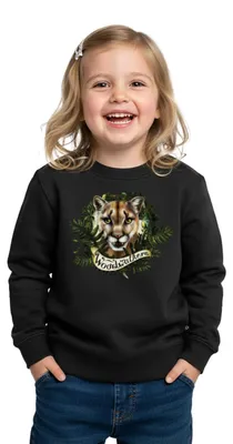 Produktbild von Spreadshirt Woodwalkers Carag In Tiergestalt & Schriftzug Kinder Premium Pullover, 134/140 (8 Jahre), Schwarz