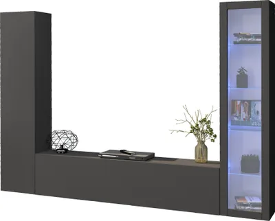 Produktbild von Wohnwand >Benevent< (3-teilig) in Anthrazit matt - 260x180x30 (BxHxT)