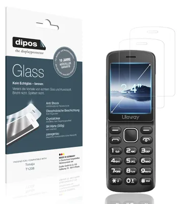 Produktbild von 2x Schutzfolie für Tosaju T1208 - Anti-Shock 9H Folie dipos Glass Kunststoffglas