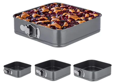 Springform-Set, 4-teilig, 15–26 cm, Edelstahl, Antihaft, quadratisch
