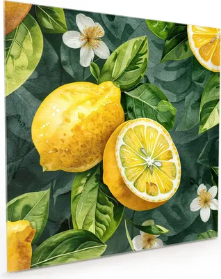 Produktbild von Küchenrückwand Spritzschutz Glas mit Motiv Zitronenmuster 40 x 40 cm