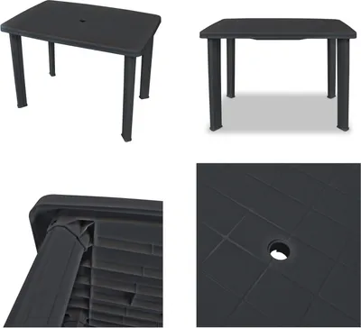 Immagine prodotto di vidaXL Tavolo da giardino grigio antracite 101 x 68 x 72 cm plastica - Tavolo da giardino - Tavoli da giardino - Tavolo da pranzo - Tavoli da pranzo