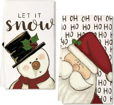 Produktbild von 2er Set Weihnachts-Geschirrtücher 40*60 cm - Festliche Küchendeko & Geschenkidee