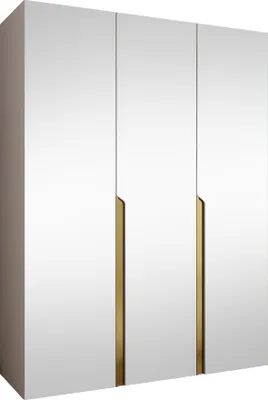 Produktbild von MIRJAN24 Kleiderschrank Mila 3 150 mit Spiegel, Schlafzimmer, Kleiderschrank, mit drei Drehturen und mit zwei Kleiderstange, Modern, Garderobenschrank (Farbe: Cashmere + Gold)