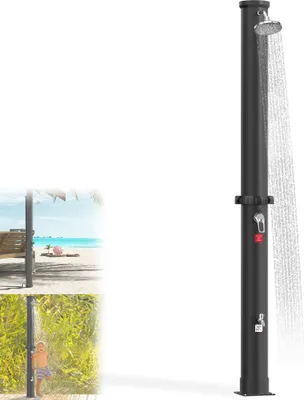 Obrázek produktu pro LARS360 Solární sprcha pro zahradu a kempování, nádrž na vodu 40 l, výška 216 cm, plynulá regulace teploty vody, dešťová sprcha s kulovým kloubem (černá)