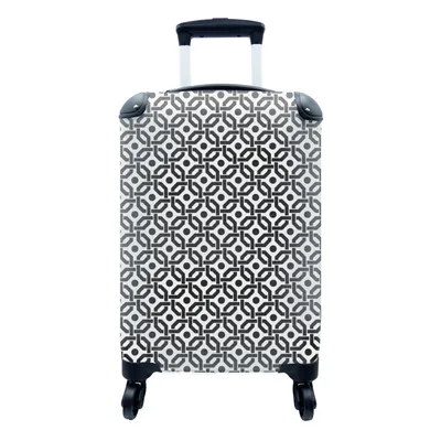 Produktbild von MuchoWow® Koffer Handgepäck Trolley Rollkoffer Kleine Reisekoffer mit 4 Rollen - Schwarz - Geometrie - Design - Cabin Size < 55x40x23 cm & 55x40x20 cm - Fotokoffer - Kabinenkoffer - Boardgepäck - Reise-Box - Reisekoffer - Reisegepäck - Koffer mit Bild - Trolley für Kinder