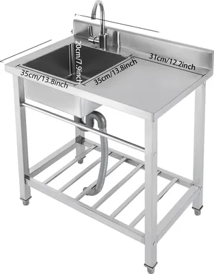 Immagine prodotto di Lavello da cucina, in acciaio inox, freestanding, lavello a sinistra