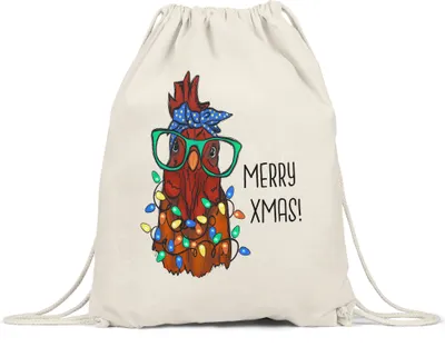 Produktbild von Merry XMas Turnbeutel Gymsack  Truthahn Weihnachtsdekoration Lichterketten Merry Christmas Frohes Weihnachten