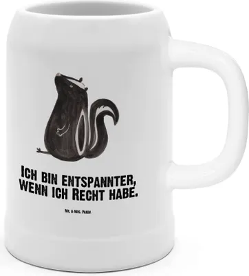 Produktbild von Mr. & Mrs. Panda Bier Seidel Stinktier Sitzen - Weiß - Geschenk, Wildtier, Steinkrug, Büro, Humpen, Spruch, Raubtier, Keramikkrug, Recht, Krug, Tonkrug, Besserwisser