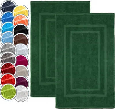 Produktbild von Badematte Badvorleger 2er Pack 50x80cm, 100% Baumwolle, Dunkel grün