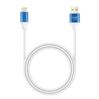 Zdjęcie produktu dla LinQ, kabel synchronizacyjny USB / USB-C Fast Charge 3A o długości 1,5 m, niebieski