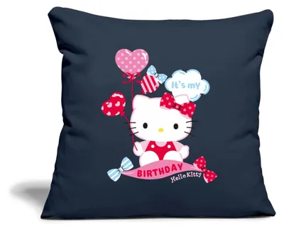 Produktbild von Spreadshirt Hello Kitty Geburtstag Mit Ballons Kissenbezug 45x45 cm, One size, Navy