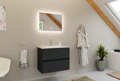 Produktbild von Badmöbelset 2-teilig "Limes 70" Waschtisch&LED Spiegel Grafit