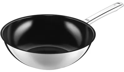 Productafbeelding van Wok Ø 28 cm, roestvrij staal, gecoate keramische pan, inductie- en ovenbestendig