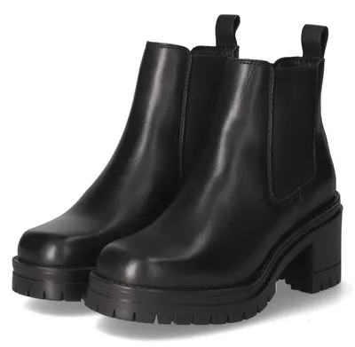 Imagen del producto de Botines de tacón bajo para mujer, marca Fräulein Frida, color negro, material: cuero liso, talla: 40