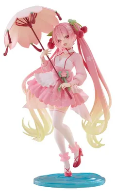 Obrázek produktu pro Soška Hatsune Miku z PVC v provedení AMP – nově navržená Sakura Miku v šatech Sakura, 21 cm
