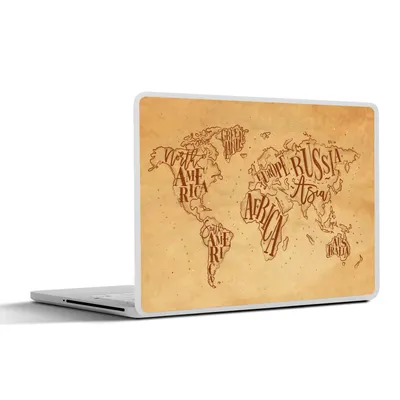 Produktbild von MuchoWow® Laptop Aufkleber Sticker Cover Weltkarte - Retro - Braun 25x18 cm - Laptop-Deko