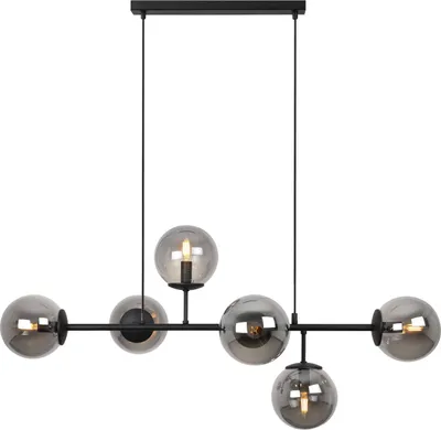 Produktbild von Siena Schwarze Deckenleuchte 6 Flache Graphitlampe E14 Lange Arme