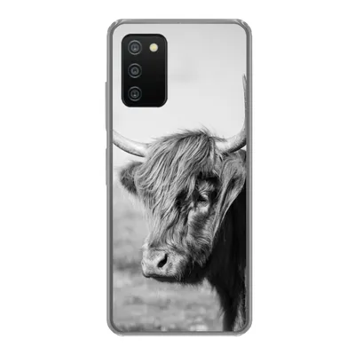 Produktbild von MuchoWow® Handyhülle Schutzhülle Hülle für Samsung Galaxy A03s Schottischer Highlander - Tiere - Schwarz - Weiß Silikon Softcase Handy Hülle - Schutz