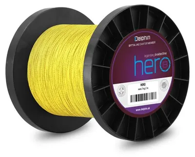 Obrázok produktu pre DELPHIN HERO 8, 1000 m, 0,12 mm, 8,2 kg / 18,08 lb, žltá, splietaná rybárska šnúra, 101001765