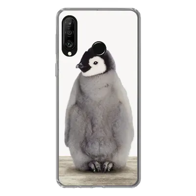 Produktbild von MuchoWow® Handyhülle Schutzhülle Hülle für Huawei P30 Lite Kinder - Pinguin - Grau - Tiere - Mädchen - Jungen Silikon Softcase Handy Hülle - Handyhülle