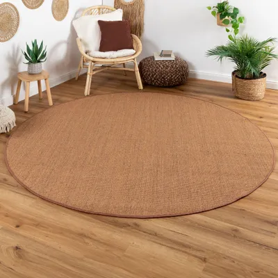 Produktbild von Sisal Teppich Acapulco - gekettelter Sisalteppich aus 100% Sisal in Braun, Größe: 240 cm rund
