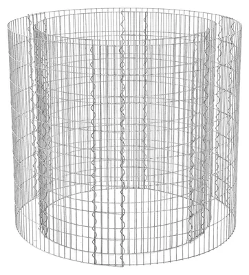 Produktbild von Gabion Steinkorb - Runde Gabione - Engmaschig 2,5 x 10 cm - Verzinkter Stahl Rostfrei - Drahtkorb für Steine - 90 x 80 cm - Silber