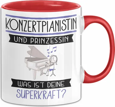 Produktbild von Konzertpianistin Und Prinzessin Tasse Geschenk Für Eine Konzertpianistin Geburtstag Was Ist Deine Superkraft (Rot)