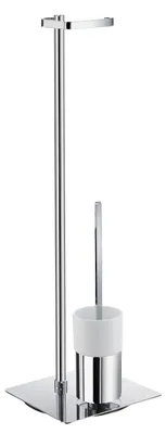 Produktbild von Smedbo OUTLINE Toilettenpapierhalter Standmodell/WC-Bürste in Chrom poliert/Porzellan FK322P