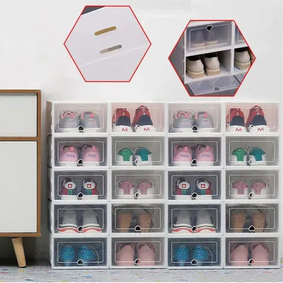 Obrázek produktu pro 20 Box na boty Box na boty Skladování obuvi Univerzální velká stohovací krabice Bílá