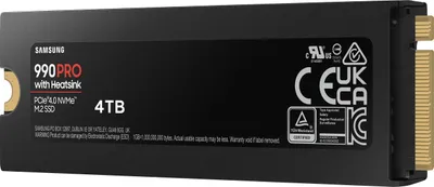 Produktbild von Samsung 990 PRO Heatsink 4 TB, SSD, (PCIe 4.0 x4, NVMe 2, M.2 2280