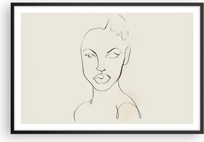 Produktbild von Gerahmtes Poster - Schwarzer Rahmen - Porträt Afro Skizze - 91,5x61 cm - Wand Bild - Wanddeko - Wandbilder - Kunstposter - Wandposter - Bilderrahmen - Bilder - Kunstdruck - P2BAA91x61-4489