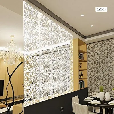 Immagine prodotto di Set di pannelli da parete - 12 pezzi - Bianco - Decorazione da parete - Soggiorno - Divisorio - Parete divisoria - Decorazione