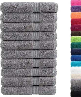 Image de vidaXL Serviettes SOLUND Premium, 10 pièces, gris, 100 x 200 cm, 600 g/m²