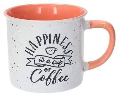 Produktbild von Kaffeetasse 350 ml Happy Coffee Steingut „Glück ist eine Tasse Kaffee“