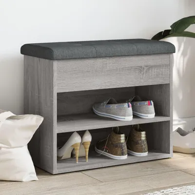 Image de vidaXL Banc à chaussures Gris Sonoma 62x32x50 cm Bois composite