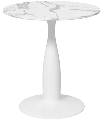 Image de Table ronde blanche en acier et MDF | Couleur : Blanc | Dimensions : 70x70x74 cm