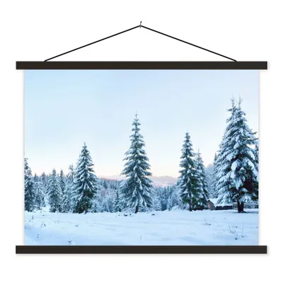 Produktbild von MuchoWow® Textilposter Winter - Schnee - Bäume 60x45 cm mit schwarzem Rahmen - Poster Schlafzimmer