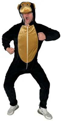 Produktbild von Gorilla Kostüm, brauner Overall mit Kapuze, Gr. M-XXXXL, Größe:L