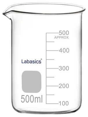 Obrázok produktu pre Sklenená odmerná nádoba s výlievkou, objem 500 ml, odolná voči teplu, vhodná do laboratória aj do kuchyne