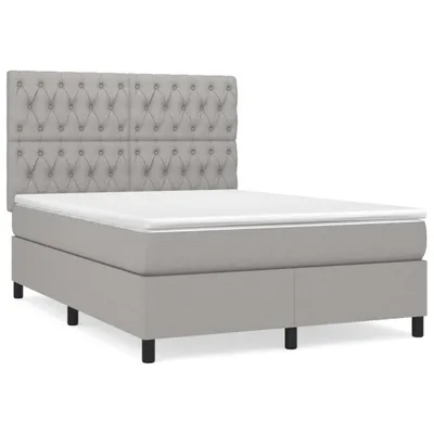 Produktbild von vidaXL Boxspringbett mit Matratze Hellgrau 140x200 cm Stoff