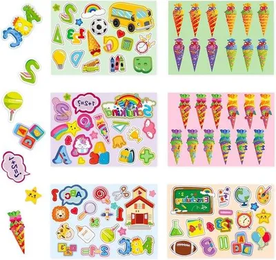 Zdjęcie produktu dla Stickersatz für Kinder und Kleinkinder - Vielfältige Designs für Stickeralbum mit ABC-Buchstaben, Ziffern und Süßigkeitenbeutel - Spielzeug für Kinderfeiern