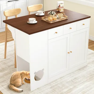 Immagine prodotto di Isola da cucina e carrello di servizio con piano di lavoro estensibile e portaspezie