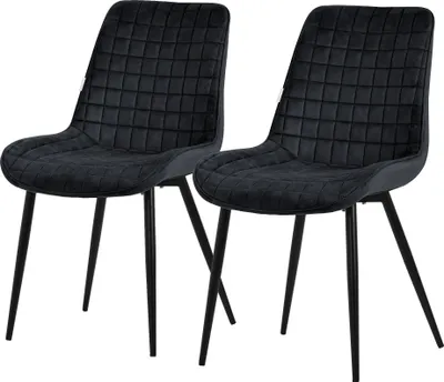 Obrázek produktu pro ML-Design sada 2 jídelních židlí, černá, sametový sedák s černými kovovými nohami, kuchyňské židle s opěradlem